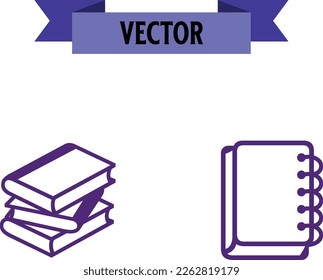 libro, iconos del libro de notas establecen la ilustración símbolo de signo vectorial aislado.