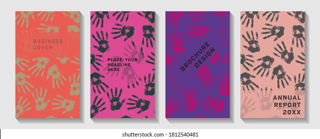 Book notebook cover with colorful hands. International Human Rights awareness month illustration for global equality and peace with colorful people hands, social diversity concept.