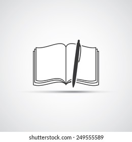 Book or Notebook Icon Design with Pen