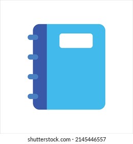 Notizbuch-Symbol, Vektorgrafik-Illustration auf Blau