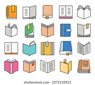 ilustración vectorial de conjuntos de iconos de libro y bloc de notas