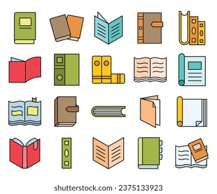 ilustración vectorial de conjuntos de iconos de libro y bloc de notas