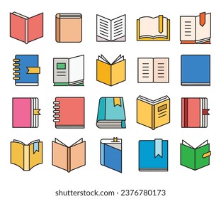 book and notebook icons set vector illustration
