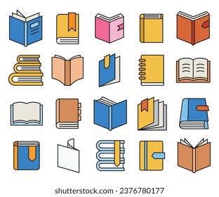 book and notebook icons set vector illustration