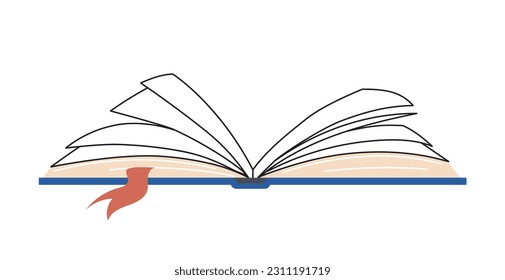 Book or notebook line concept. Learning, education and training. Knowledge and information, encyclopedia. Sticker for social networks. Linear flat vector illustration isolated on white background