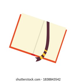 Book or notebook. For book lovers. Read more books. Hand drawn educational vector illustration. Flat design style. Open book