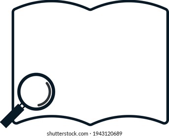 book, notebook and magnifying glass frame