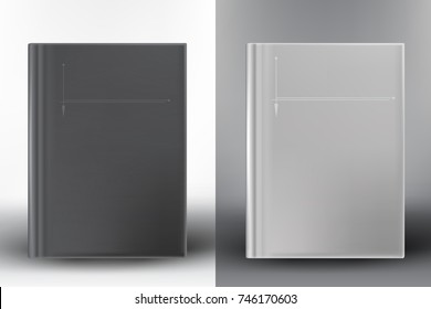 Book or notebook mockup (template). Black and white color books set with empty cover mockup for your design. Vector illustration