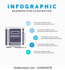 Book, notebook, notepad, pocket, sketching Infographics Template for Website and Presentation. GLyph Gray icon with Blue infographic style vector illustration.