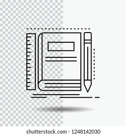 Book, notebook, notepad, pocket, sketching Line Icon on Transparent Background. Black Icon Vector Illustration