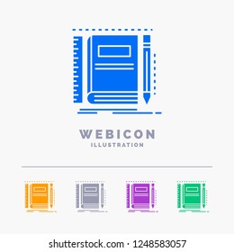 Book, notebook, notepad, pocket, sketching 5 Color Glyph Web Icon Template isolated on white. Vector illustration