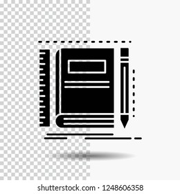 Book, notebook, notepad, pocket, sketching Glyph Icon on Transparent Background. Black Icon