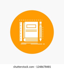 Book, notebook, notepad, pocket, sketching White Glyph Icon in Circle. Vector Button illustration
