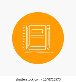 Book, notebook, notepad, pocket, sketching White Line Icon in Circle background. vector icon illustration