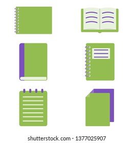 Book, notebook, sketchbook for drawing vector flat icons, school elements vector illustration