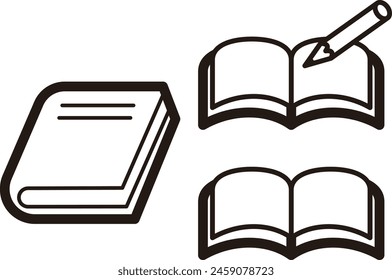 
Book, notebook, study monochrome icon illustration set