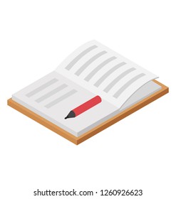 Book, novel isometric vector icon