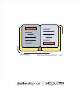 Book, Novel, Story, Writing, Theory  Flat Color Icon. Vector icon banner Template