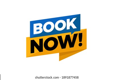 Book now banner on white background