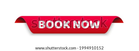 book now banner template. book now ribbon label.
