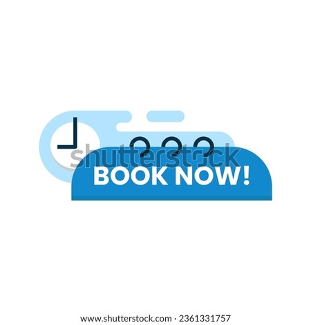 book now button concept illustration flat design vector eps10. modern graphic element for ui, banner, infographic, icon, sticker