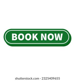 Book Now Button In Green Color And Rounded Rectangle Shape With White Line For Promotion

