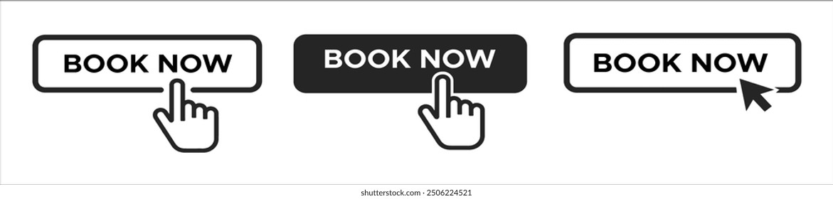 Book now button icons set