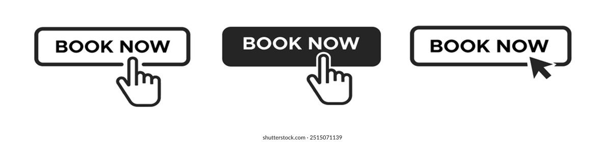 Book now button icons set