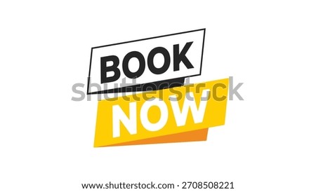 Book now button sign for online reservations and immediate service bookings, essential call to action marketing web element. Vector