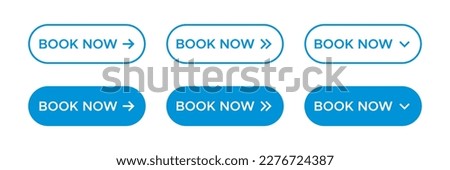 Book now button vector icon set. Linear book now web banner templates for website and mobile apps
