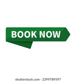 Book Now In Green Rectangle Ribbon Shape For Sale Promotion Business Information Marketing Social Media
