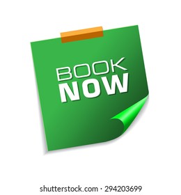 Book Now Green Sticky Notes Vector Icon Design