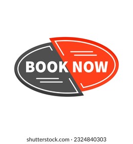 Book Now In Grey Orange Oval Shape And White Line For Promotion
