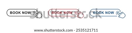book now hand vector icons set vector design isolated background