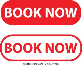 Book now icon white background. Book now button set. book now red square button. flat style.