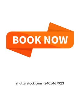 Book Now In Orange Rectangle Ribbon Shape For Reservation Sale Advertisement Business Marketing Social Media Information
