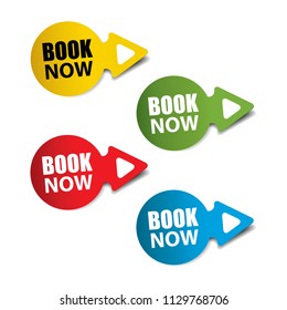 Book now Realistic,Sticker and Tag set-vector illustration
