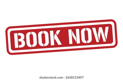 BOOK NOW red stamp text vector, rubber stamp