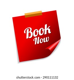 Book Now Red Sticky Notes Vector Icon Design