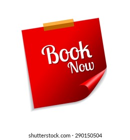 Book Now Red Sticky Notes Vector Icon Design