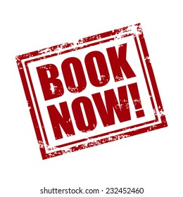 Book now rubber stamp, vector illustration