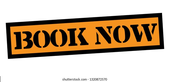book now stamp on white background. Sign, label, sticker.