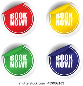 Book now sticker, button, label and sign set - vector