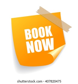 Book now sticker vector illustration on white background