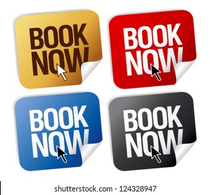 Book now stickers set.