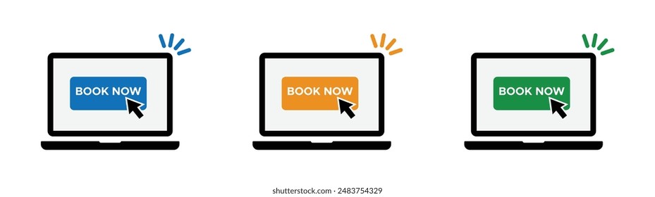 Book now vector illustration set