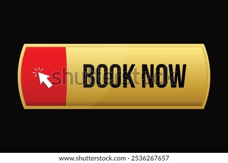 Book now vector premium golden design 
