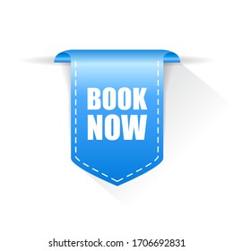 Book now vector ribbon isolated on white background
