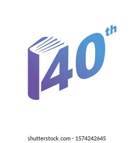 Book Number 40th template logo or illustration vector 