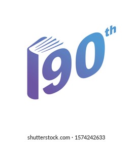 Book Number 90th template logo or illustration vector 